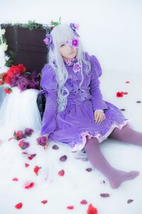 Rating: Safe Score: 0 Tags: 1girl barasuishou dress flower long_hair pantyhose petals purple_dress purple_legwear rose sitting solo striped striped_legwear vertical-striped_dress vertical-striped_legwear vertical_stripes User: admin