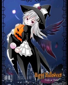 Rating: Safe Score: 0 Tags: 1girl candy dress food halloween happy_halloween hat image jack-o'-lantern lollipop long_hair pumpkin solo suigintou swirl_lollipop white_hair wings User: admin