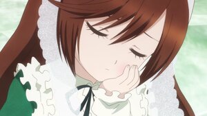 Rating: Safe Score: 0 Tags: 1girl blush brown_hair closed_eyes closed_mouth dress frills image long_sleeves neck_ribbon ribbon solo suiseiseki User: admin