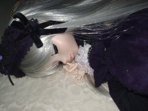 Rating: Safe Score: 0 Tags: 1girl bangs black_dress black_eyes closed_mouth doll dress eyelashes flower frills gothic_lolita hair_ornament lace lips lolita_fashion long_hair long_sleeves nail_polish profile ribbon solo suigintou upper_body User: admin