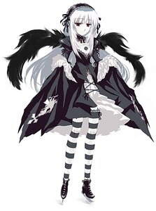 Rating: Safe Score: 0 Tags: 1girl black_wings boots calle_nozomu cross-laced_clothes detached_collar dress feathers frills full_body gothic hairband image lolita_fashion long_hair long_sleeves looking_at_viewer pale_skin red_eyes ribbon rose rozen_maiden simple_background solo standing striped suigintou thighhighs very_long_hair white_background wings User: admin