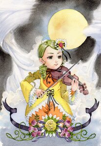 Rating: Safe Score: 0 Tags: 1girl bow_(instrument) dress drill_hair flower full_moon green_eyes green_hair hair_ornament image instrument kanaria long_hair long_sleeves moon playing_instrument ribbon rose solo violin yellow_dress User: admin