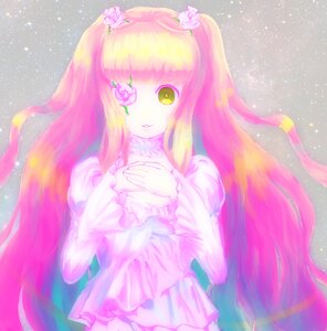 Rating: Safe Score: 0 Tags: 1girl bangs blonde_hair dress eyepatch flower frills hair_ornament image kirakishou long_hair multicolored_hair pink_hair rose solo very_long_hair User: admin