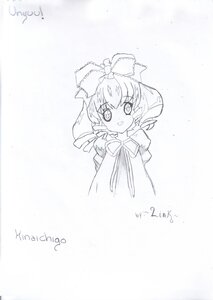 Rating: Safe Score: 0 Tags: 1girl artist_name bow dated eyebrows_visible_through_hair hair_bow hinaichigo image kagiyama_hina looking_at_viewer monochrome smile solo User: admin