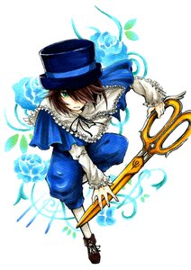 Rating: Safe Score: 0 Tags: 1girl brown_hair flower green_eyes hair_over_one_eye hat image long_sleeves ribbon rose short_hair solo souseiseki top_hat User: admin