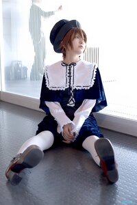 Rating: Safe Score: 0 Tags: 1girl blonde_hair blue_dress dress hat long_sleeves necklace photorealistic realistic shoe_soles shoes short_hair sitting solo souseiseki white_legwear User: admin