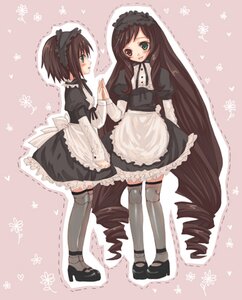 Rating: Safe Score: 0 Tags: 2boys 2girls apron blush brown_hair crossdressing dress drill_hair enmaided frills green_eyes holding_hands image long_hair maid maid_headdress mary_janes multiple_girls pair shoes short_hair souseiseki suiseiseki thighhighs twin_drills twins very_long_hair white_legwear User: admin