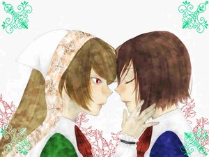 Rating: Safe Score: 0 Tags: 1boy 1girl brown_hair closed_eyes couple image lace meiko pair short_hair siblings souseiseki striped striped_background suiseiseki User: admin