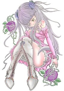 Rating: Safe Score: 0 Tags: 1girl boots cross-laced_footwear detached_sleeves flower hair_ornament image kirakishou knee_boots lace-up_boots long_hair plant purple_rose rose solo thighhighs thorns two_side_up vines User: admin