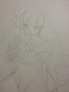 Rating: Safe Score: 0 Tags: 1girl :o dress image long_hair looking_at_viewer monochrome open_mouth photo shinku sketch solo traditional_media User: admin