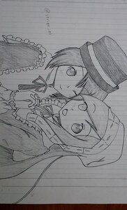 Rating: Safe Score: 0 Tags: 2girls blush frills hat holding_hands image long_hair monochrome multiple_girls neck_ribbon one_eye_closed open_mouth pair ribbon short_hair smile souseiseki suiseiseki top_hat twitter_username User: admin