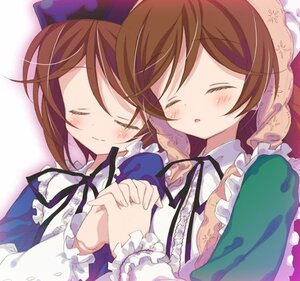 Rating: Safe Score: 0 Tags: 2girls blush brown_hair closed_eyes dress frills hat holding_hands image interlocked_fingers long_sleeves moriki_takeshi multiple_girls pair ribbon rozen_maiden short_hair siblings sisters sleeping smile souseiseki suiseiseki twins User: admin