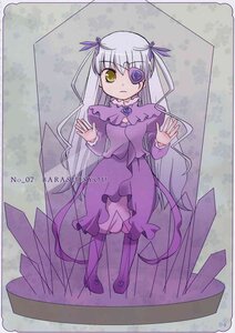 Rating: Safe Score: 0 Tags: 1girl boots doujinshi doujinshi_#45 dress eyepatch frills full_body image long_hair long_sleeves looking_at_viewer multiple purple_dress ribbon solo standing very_long_hair yellow_eyes User: admin
