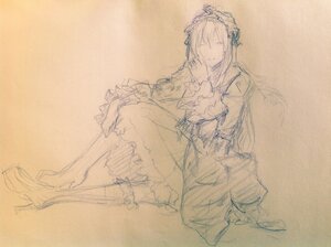 Rating: Safe Score: 0 Tags: 1girl boots dress frills full_body hair_over_one_eye high_heels image long_hair long_sleeves monochrome sitting sketch solo suigintou traditional_media very_long_hair User: admin