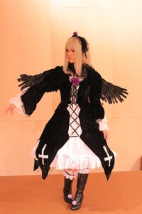 Rating: Safe Score: 0 Tags: 1girl black_dress black_footwear blonde_hair blue_eyes boots dress frills full_body gothic_lolita lolita_fashion long_hair long_sleeves rose solo standing suigintou wings User: admin