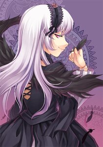 Rating: Safe Score: 0 Tags: 1girl bad_id bad_pixiv_id black_dress capelet dress feathers hairband image kuri_(kuridoki) long_hair long_sleeves looking_back pink_eyes profile red_eyes rose rozen_maiden silver_hair smile solo suigintou white_hair wings User: admin