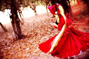 Rating: Safe Score: 0 Tags: 1girl blonde_hair blurry dress petals red_dress shinku solo tree User: admin
