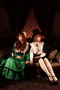 Rating: Safe Score: 0 Tags: 2girls blue_eyes brown_hair dress hat long_hair multiple_cosplay multiple_girls siblings sisters sitting tagme twins User: admin