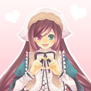 Rating: Safe Score: 0 Tags: 1girl :d bad_id bad_pixiv_id brown_hair dress frills green_eyes head_scarf heart heart_hands heterochromia image long_hair long_sleeves looking_at_viewer mayo. open_mouth purple_hair red_eyes rozen_maiden smile solo striped striped_background suiseiseki upper_body User: admin