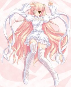 Rating: Safe Score: 0 Tags: 1girl arms_up boots commentary_request cross-laced_footwear dakimakura_(medium) dress eyepatch frills full_body image kirakishou lace-up_boots long_hair long_sleeves looking_at_viewer lying on_back orange_hair pink_hair rozen_maiden shigemasa solo striped_background thigh_boots thighhighs very_long_hair white_dress white_footwear yellow_eyes zettai_ryouiki User: admin