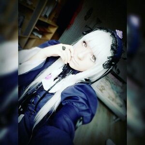 Rating: Safe Score: 0 Tags: 1girl bangs blurry closed_mouth depth_of_field dress flower hair_ornament indoors long_hair long_sleeves looking_at_viewer nail_polish photo puffy_sleeves sitting solo suigintou upper_body User: admin