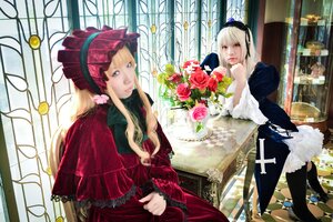 Rating: Safe Score: 0 Tags: 2girls blonde_hair blue_eyes bonnet dress flower hat long_hair multiple_cosplay multiple_girls red_flower red_rose rose shinku tagme window User: admin