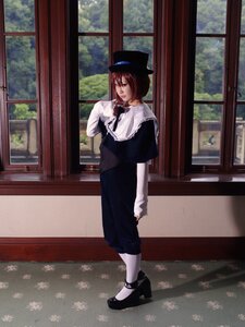 Rating: Safe Score: 0 Tags: 1girl black_footwear brown_hair full_body gloves hat indoors long_sleeves looking_at_viewer pantyhose red_hair shoes skirt solo souseiseki standing white_legwear window User: admin