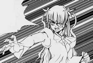 Rating: Safe Score: 0 Tags: 1girl barasuishou bow dress evil_grin evil_smile greyscale grin hair_ornament hair_ribbon image long_hair long_sleeves monochrome ribbon smile solo striped teeth upper_body User: admin