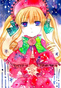 Rating: Safe Score: 0 Tags: 1girl blonde_hair blue_eyes bonnet bow bowtie bug butterfly commentary_request dress drill_hair flower frills green_bow hat image insect long_hair long_sleeves looking_at_viewer marker_(medium) n-mix petals photoshop_(medium) pink_flower pink_rose red_dress rose rozen_maiden shinku sidelocks solo traditional_media twin_drills twintails watercolor_(medium) User: admin