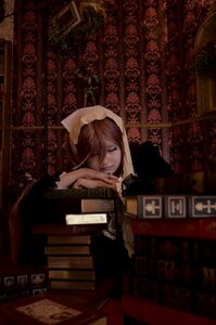 Rating: Safe Score: 0 Tags: 1girl book brown_hair closed_eyes closed_mouth indoors long_hair nun solo suiseiseki User: admin