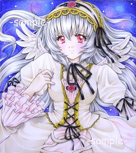 Rating: Safe Score: 0 Tags: 1girl acrylic_paint_(medium) artist_name colored_pencil_(medium) dress feathers flower frills hairband image lolita_fashion long_hair long_sleeves looking_at_viewer marker_(medium) millipen_(medium) pastel_(medium) pink_flower pink_rose puffy_sleeves purple_rose red_eyes red_flower red_rose ribbon rose sample shikishi solo suigintou traditional_media watercolor_(medium) white_wings wings User: admin