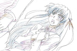 Rating: Safe Score: 0 Tags: 1girl barasuishou hair_ornament image jacket long_hair long_sleeves monochrome oekaki open_mouth ribbon school_uniform simple_background solo upper_body User: admin