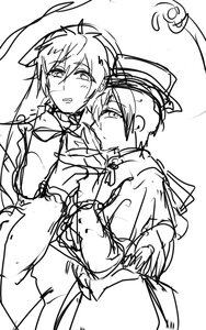 Rating: Questionable Score: 0 Tags: 1girl blush breasts greyscale hat image long_hair monochrome pair short_hair sketch souseiseki suiseiseki User: admin