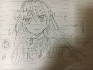 Rating: Safe Score: 0 Tags: 1girl akemi_homura black_hair hairband image long_hair looking_at_viewer monochrome ribbon school_uniform simple_background sketch solo suigintou upper_body white_background User: admin