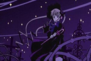 Rating: Safe Score: 0 Tags: 1girl black_dress cross dress image latin_cross long_sleeves puffy_sleeves ribbon shinku short_hair sky solo sparkle standing star_(sky) star_(symbol) User: admin