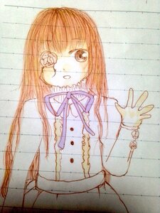 Rating: Safe Score: 0 Tags: 1girl costume_switch dress flower frills image long_hair long_sleeves looking_at_viewer neck_ribbon ribbon rose smile solo traditional_media upper_body User: admin