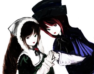 Rating: Safe Score: 0 Tags: 2girls dress green_dress green_eyes hat heterochromia holding_hands image interlocked_fingers long_hair long_sleeves looking_at_viewer multiple_girls pair red_eyes red_hair siblings simple_background sisters souseiseki suiseiseki twins upper_body white_background User: admin