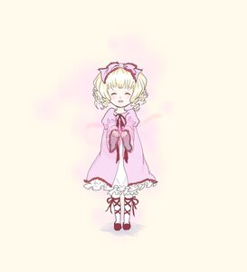 Rating: Safe Score: 0 Tags: 1girl blonde_hair bow closed_eyes dress drill_hair frills full_body hairband hina_ichigo hinaichigo image long_sleeves pink_bow pink_dress red_footwear ribbon short_hair smile solo striped User: admin