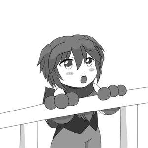 Rating: Safe Score: 0 Tags: 1girl :o blush greyscale image looking_at_viewer monochrome open_mouth solo souseiseki striped white_background User: admin