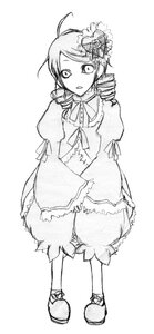Rating: Safe Score: 0 Tags: 1girl ahoge bloomers bow dress drill_hair full_body greyscale hair_ornament image kanaria long_sleeves looking_at_viewer monochrome ribbon solo standing twin_drills User: admin