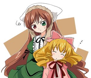 Rating: Safe Score: 0 Tags: 2girls :< blonde_hair blush bow brown_hair closed_eyes dress drill_hair green_dress green_eyes hair_bow hat head_scarf heterochromia hina_ichigo hinaichigo image ixy long_hair long_sleeves multiple_girls pair pink_bow pink_dress red_dress red_eyes ribbon rozen_maiden short_hair simple_background sleeping squiggle suiseiseki sweatdrop very_long_hair zzz User: admin