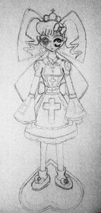 Rating: Safe Score: 0 Tags: 1girl dress drill_hair full_body greyscale hair_ornament image kirakishou long_hair monochrome ponytail smile solo standing User: admin