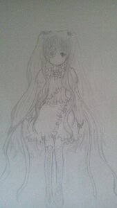 Rating: Safe Score: 0 Tags: 1girl dress frilled_dress frills image kirakishou long_hair looking_at_viewer monochrome solo traditional_media very_long_hair User: admin