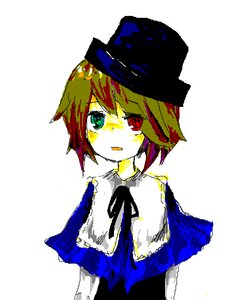 Rating: Safe Score: 0 Tags: 1girl blush gradient_hair green_eyes hat heterochromia image looking_at_viewer multicolored_hair red_eyes ribbon short_hair simple_background solo souseiseki upper_body white_background User: admin