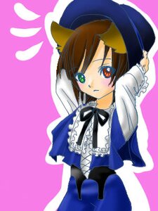Rating: Safe Score: 0 Tags: 1girl animal_ears blush brown_hair cat_ears dress frills hat heterochromia image long_sleeves looking_at_viewer pink_background red_eyes ribbon short_hair simple_background solo souseiseki upper_body User: admin