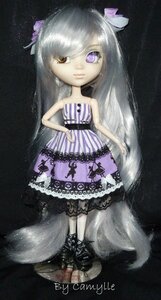 Rating: Safe Score: 0 Tags: 1girl barasuishou bare_shoulders bow doll dress flower long_hair purple_eyes ribbon solo strapless strapless_dress tail User: admin