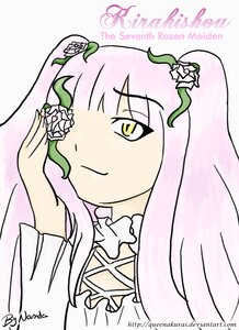 Rating: Safe Score: 0 Tags: 1girl artist_name bangs character_name closed_mouth dress flower image kirakishou long_hair pink_hair smile solo upper_body white_dress white_flower yellow_eyes User: admin