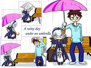 Rating: Safe Score: 0 Tags: 1boy 1girl :< >_< artist_request black_umbrella blue_hair blush brown_hair closed_umbrella comic glasses holding holding_umbrella image karakasa_obake long_sleeves multiple_boys parasol puddle purple_umbrella rain raincoat red_umbrella rozen_maiden sakurada_jun shared_umbrella snail solo special_feeling_(meme) suigintou umbrella wings |_| User: admin