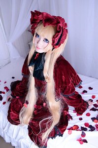 Rating: Safe Score: 0 Tags: 1girl auto_tagged bangs blonde_hair blue_eyes bow curtains dress flower lips lolita_fashion long_hair long_sleeves looking_at_viewer petals red_dress rose rose_petals shinku sitting solo very_long_hair User: admin