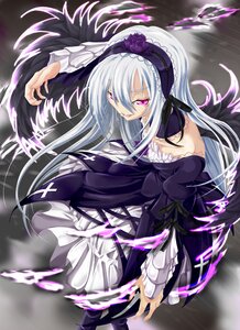 Rating: Safe Score: 0 Tags: 1girl black_wings detached_collar dress frilled_sleeves frills hairband image lolita_fashion lolita_hairband long_hair long_sleeves looking_at_viewer pink_eyes ribbon silver_hair solo suigintou wings User: admin